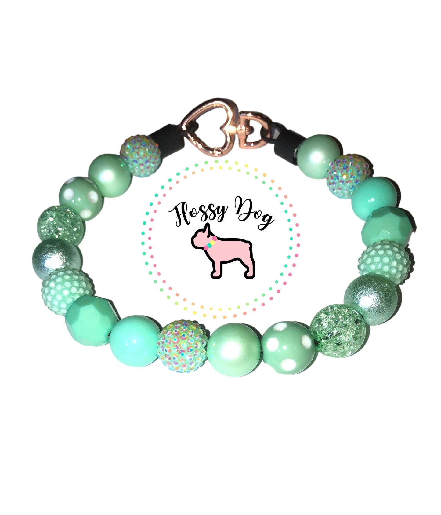 Mint Beaded Dog Collar | Durable Dog Necklace | Custom Pet Jewelry | Mint Green Pearl Bead Collar | Charm | Dog Pearls